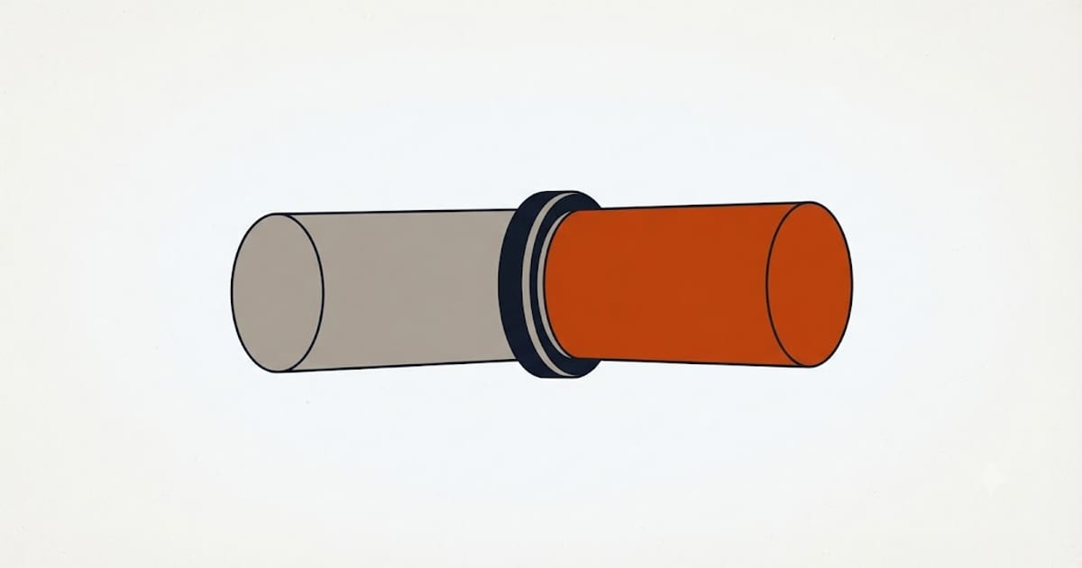 A transition fitting joining copper pipe to PEX tubing