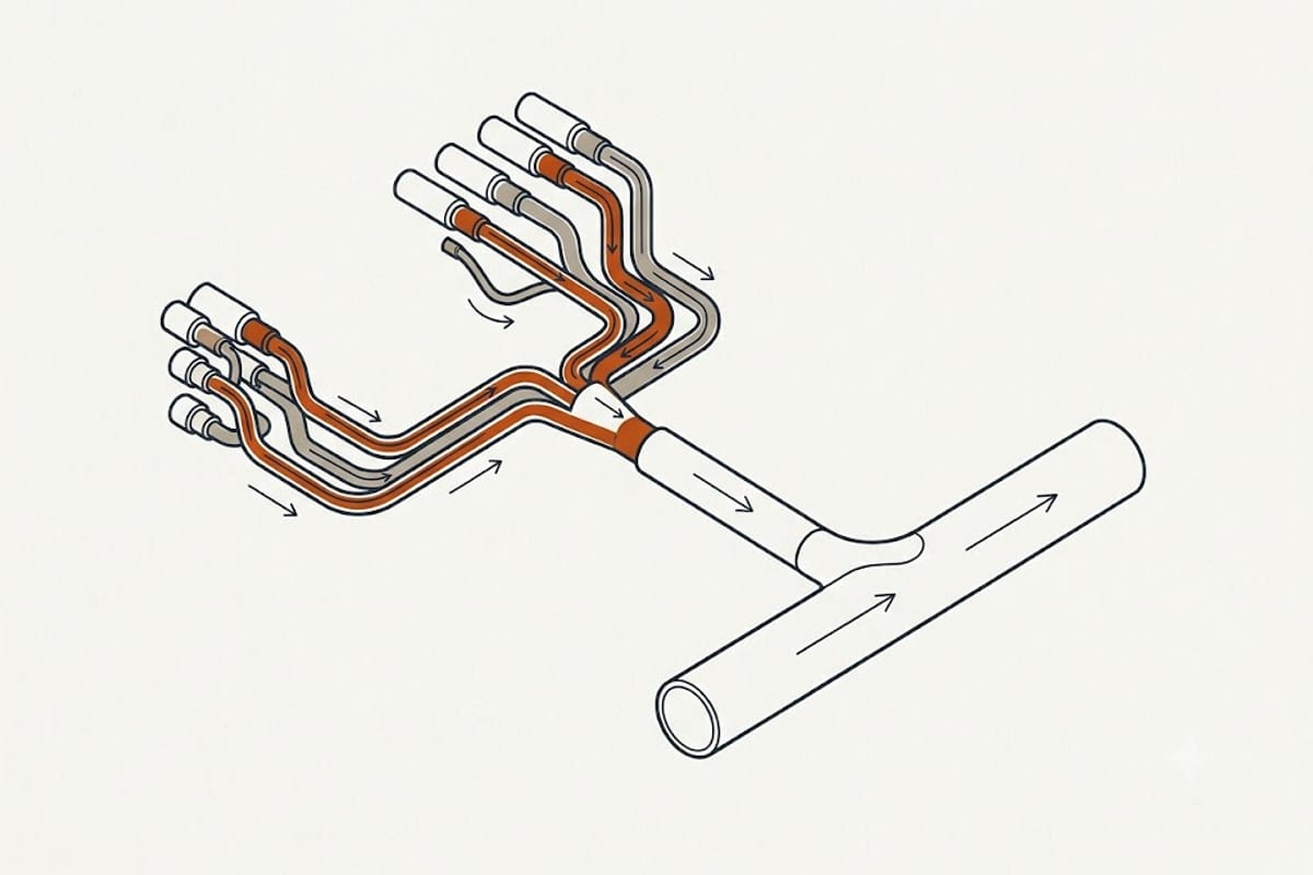 Branches combining into a main