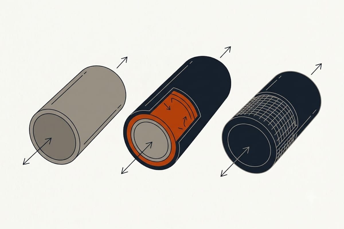 Three DWV pipe materials