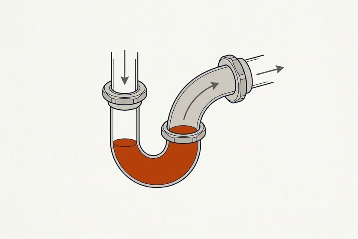 The water seal in a trap